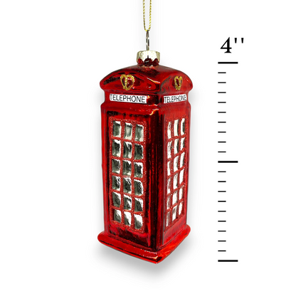 Red Telephone Booth Glass Ornament