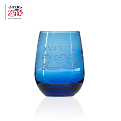 America250™ 15oz Blue Stemless Wine Glass | Set of 12