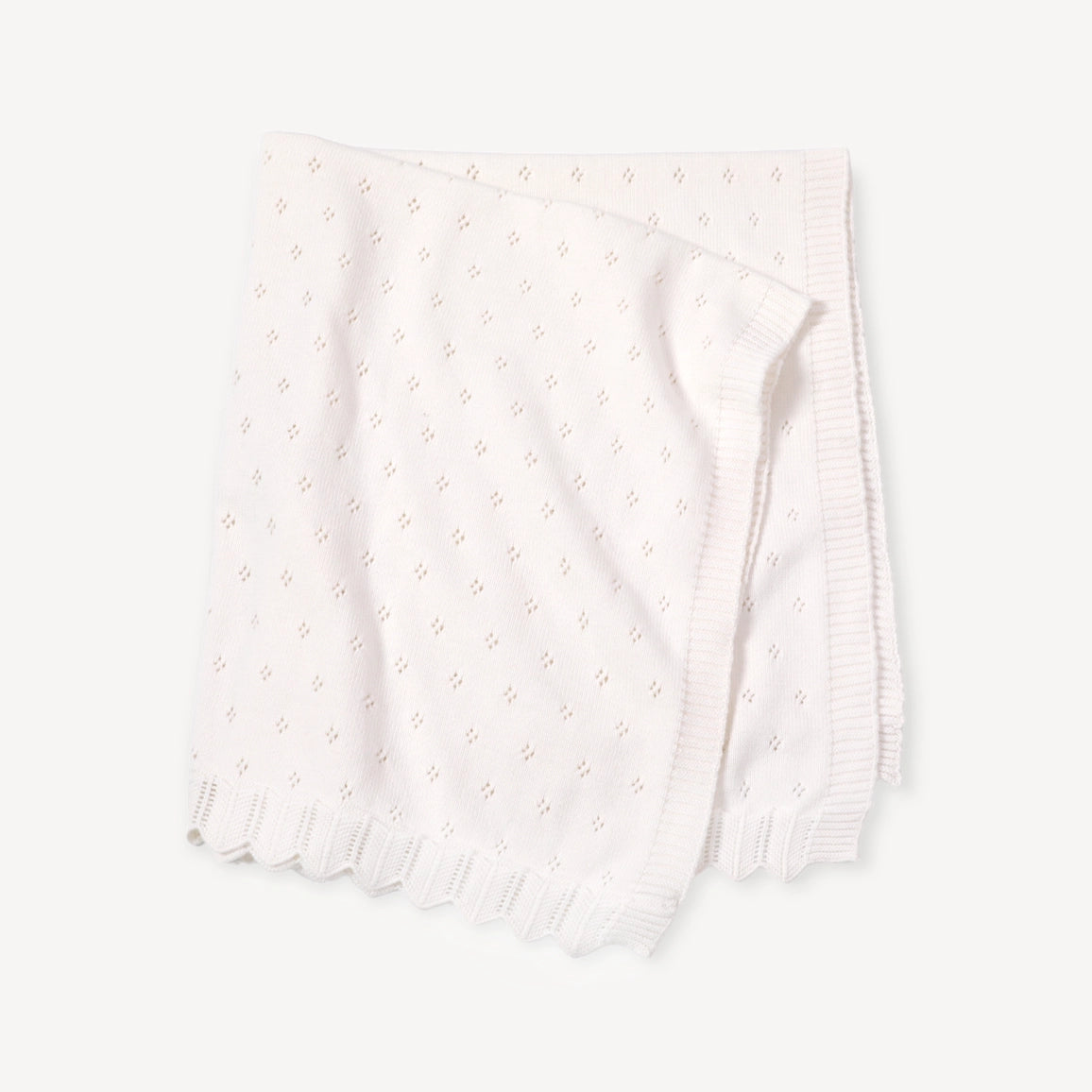 Dove White Classic Pointelle Knit Organic Blanket