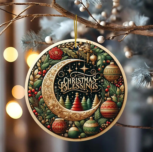 Christmas Blessings Ceramic Disc Ornament