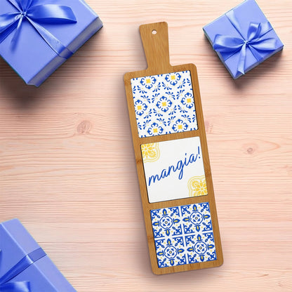 Mangia! - 16.5" Bamboo & Ceramic Tile Trivet