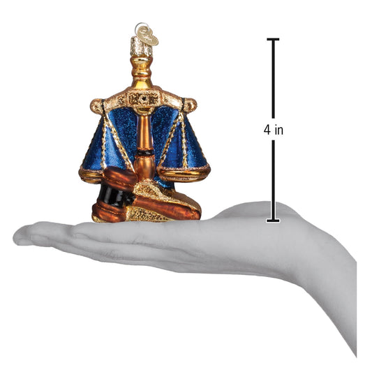 Scales of Justice Blown Glass Ornament