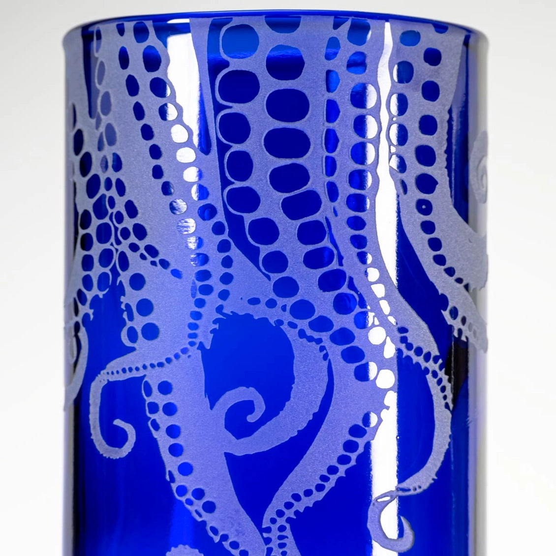 Upcycled Oscar Octopus 12oz Blue Repurposed Tumbler Set of 4