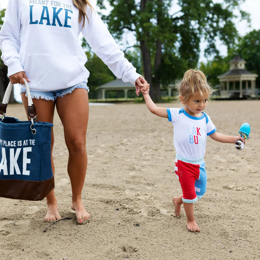 Lake Bum Light Blue Trimmed Onesie