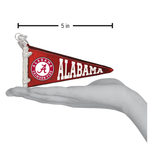 Alabama Pennant Blown Glass Ornament