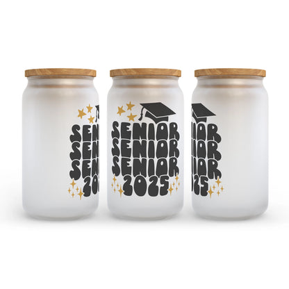 Senior 2025 Graduation Frosted Glass Can Tumbler