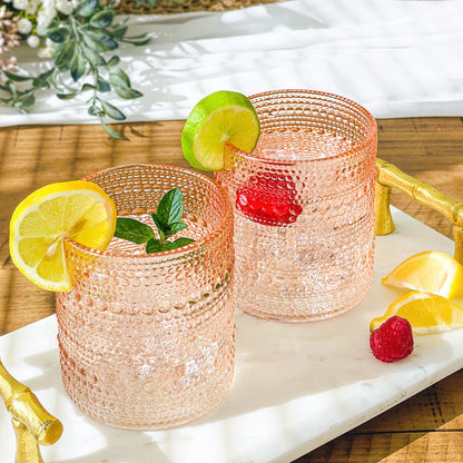 10 oz. Textured Beaded Old Fashion Drinking Glasses (Set of 6)