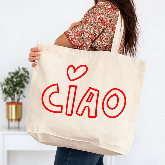 Ciao Heart Italian Tote Bag - 2 Sizes