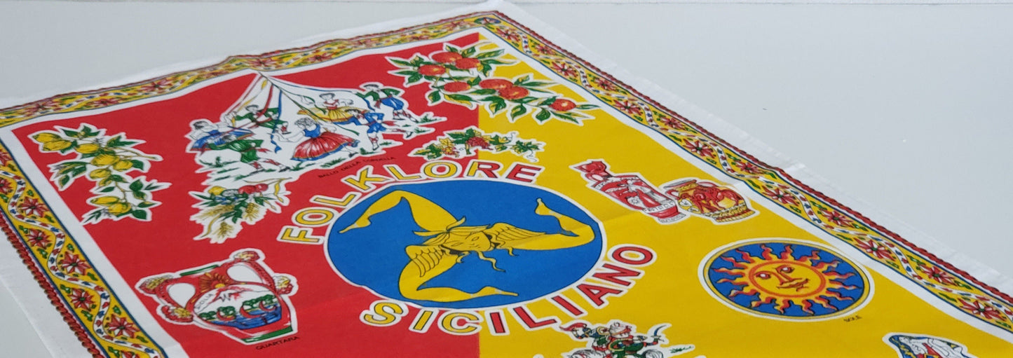 Sicilian Folklore Cotton Tea Towel Made in Italy