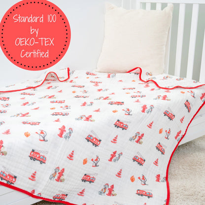 Fireman Baby Toddler Muslin Blanket