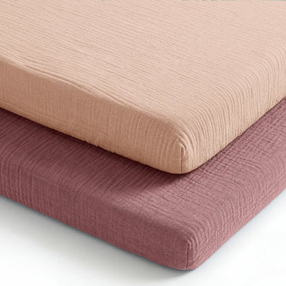 Comfy Cubs Muslin Bassinet Sheet, 2-Pack 100% Soft Cotton