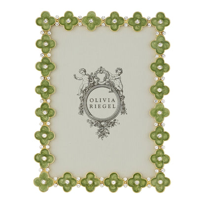 Gold Celadon Enamel Clover 5" X 7" Frame by Olivia Riegel