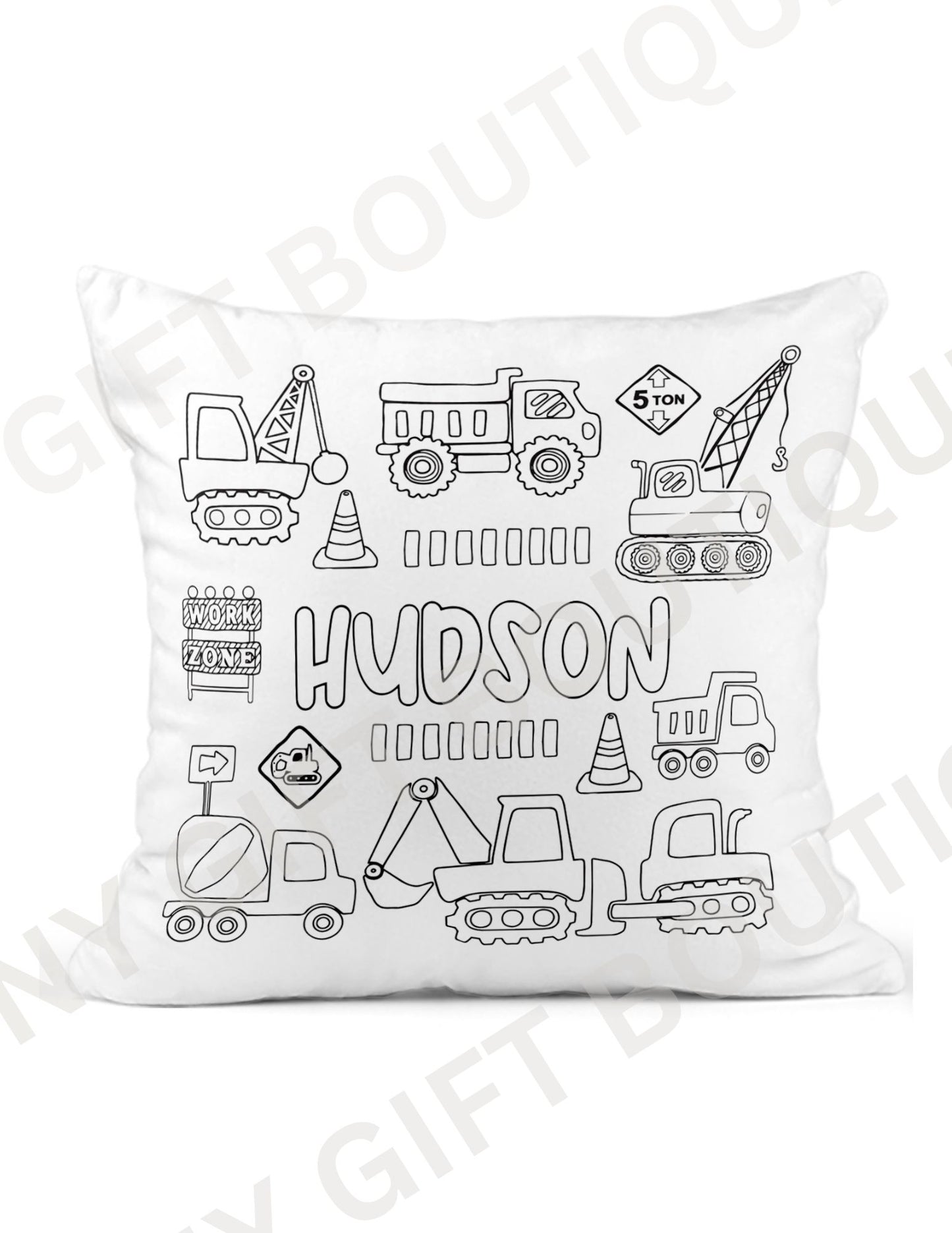 Construction Color and Cuddle Personalized Snuggle Pillow