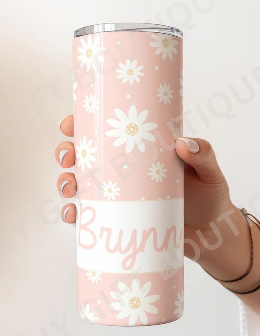 Pretty in Pink Daisy Personalized Tumbler