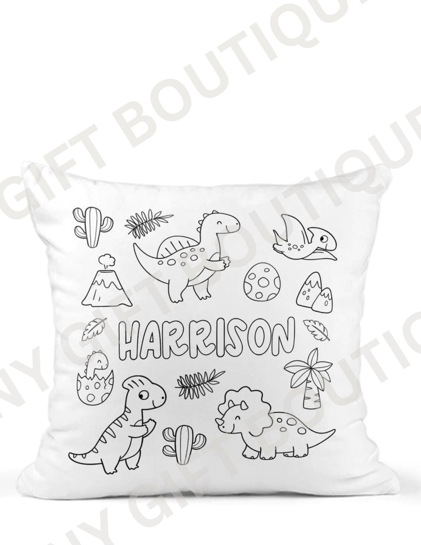 Dinosaur Color and Cuddle Personalized Snuggle Pillow
