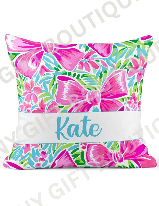 Pink Bow Personalized Snuggle Pillow