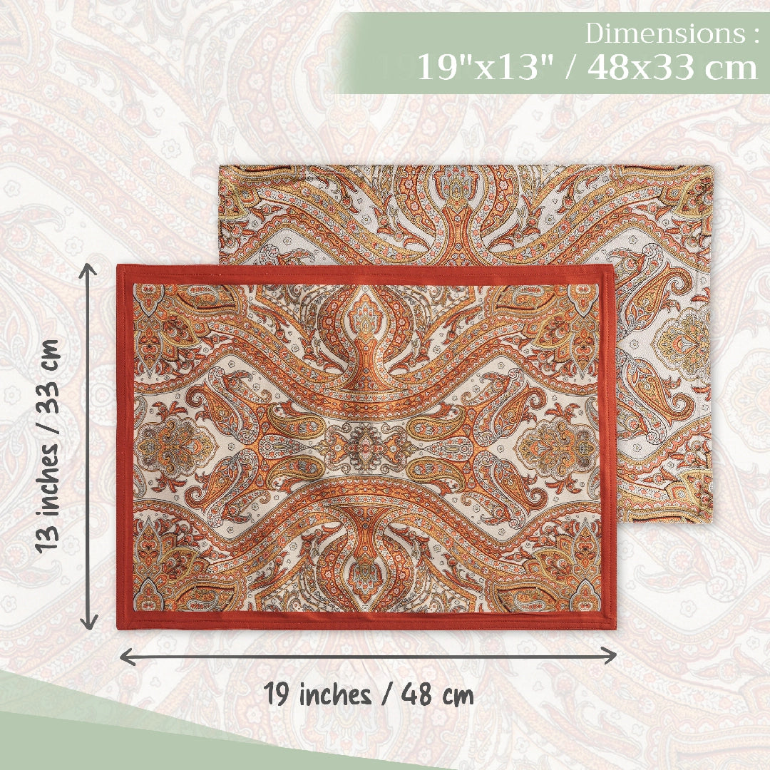 Kashmir Paisley - Placemats 100% Cotton 13" X 19" - Set of 4