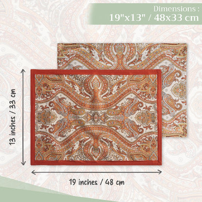 Kashmir Paisley - Placemats 100% Cotton 13" X 19" - Set of 4