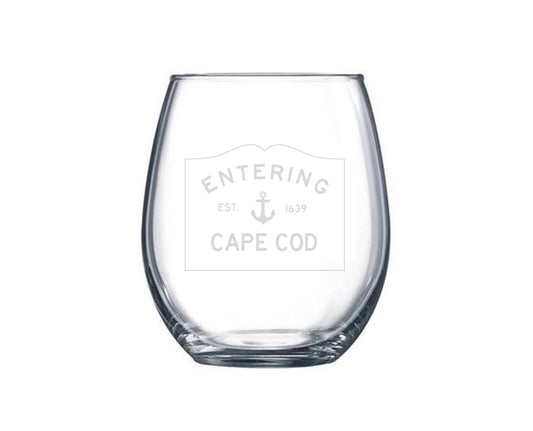 Custom Entering Town Stemless Wine Glass Set of 4
