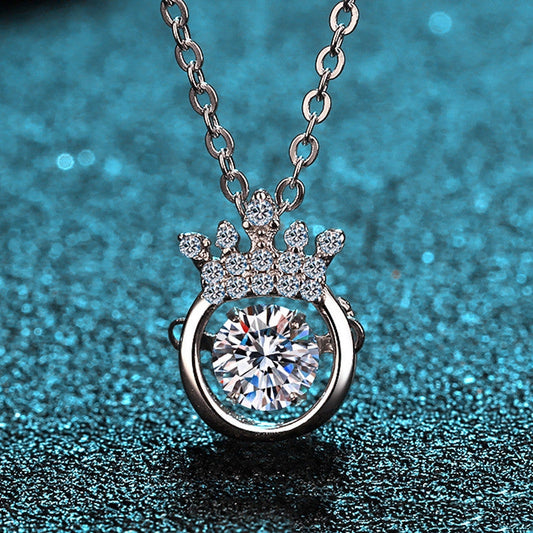 Moissanite Crown Pendant Necklace in 925 Sterling Silver