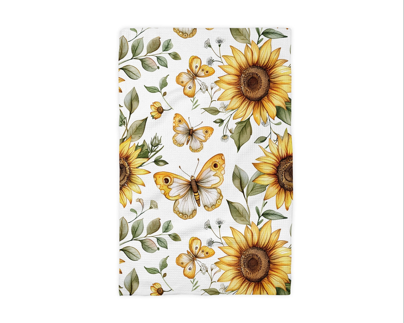 Sunflower Butterfly Waffle Weave Towel