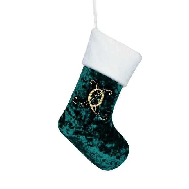 Holiday Green Monogram Christmas Stocking