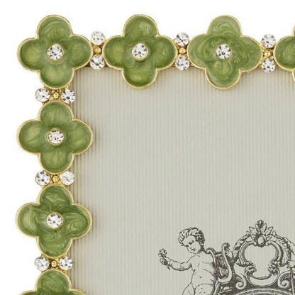 Gold Celadon Enamel Clover 5" X 7" Frame by Olivia Riegel