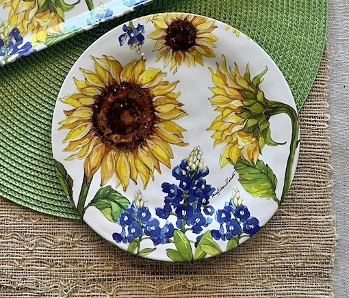 Sunflower Blue Bonnet Salad Plate