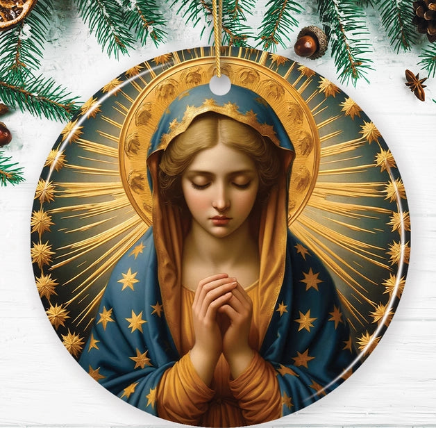 Praying Virgin Mary Religious Painting Ornament