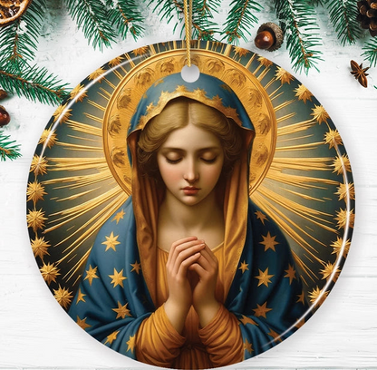 Praying Virgin Mary Painting Ceramic Ornament