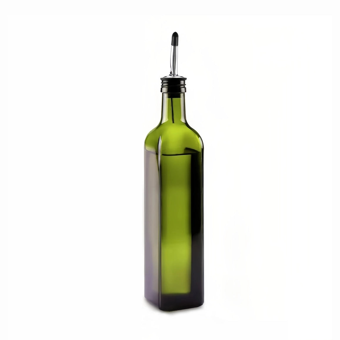Green Glass Olive Oil Bottle with Spout Lids, 16.9 oz