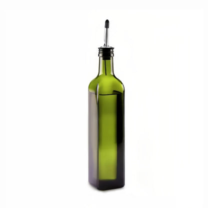 Green Glass Olive Oil Bottle with Spout Lids, 16.9 oz