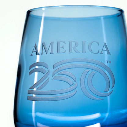 America250™ 15oz Blue Stemless Wine Glass | Set of 12