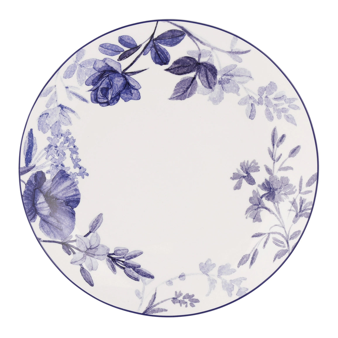 Blue Floral Rose Bone China Dinnerware Set, 16 Piece