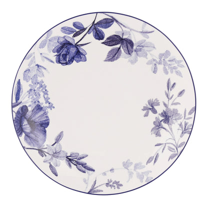 Blue Floral Rose Bone China Dinnerware Set, 16 Piece