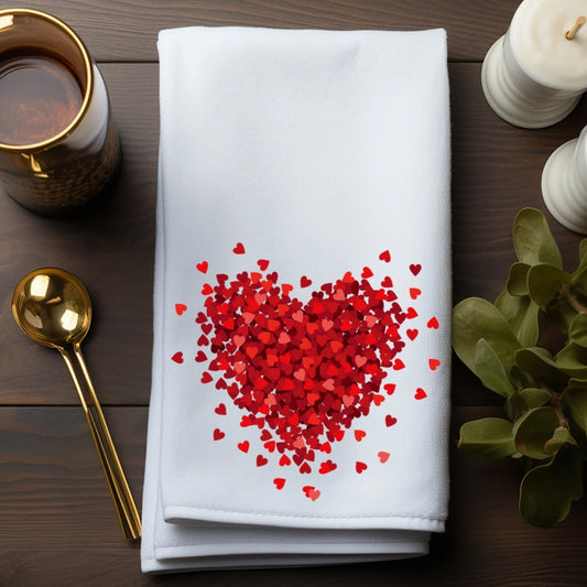 Red Hearts Velour Hand Towel - PreOrder
