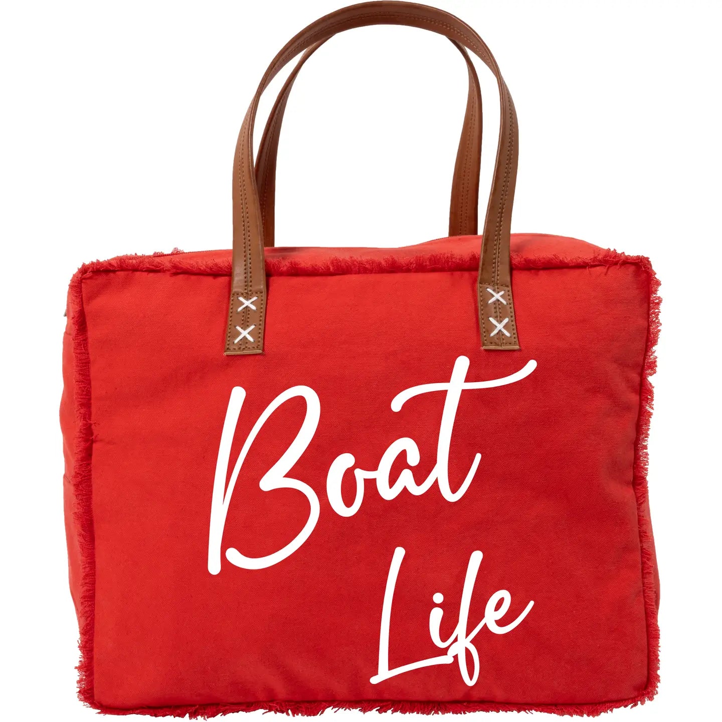 Boat Life Red Canvas Tote