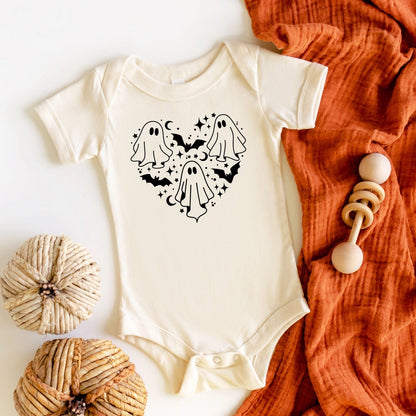 Halloween Ghost Heart Baby Bodysuit