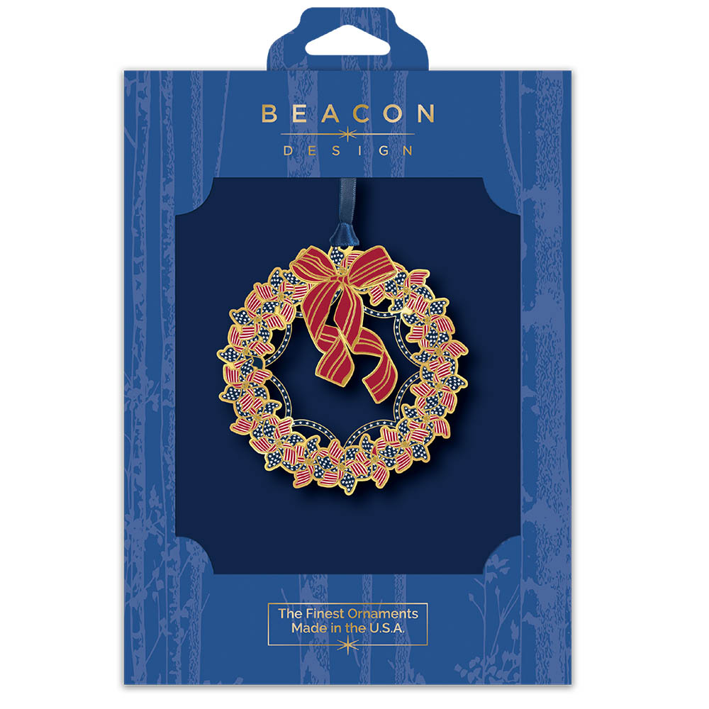Patriotic Wreath Brass Ornament