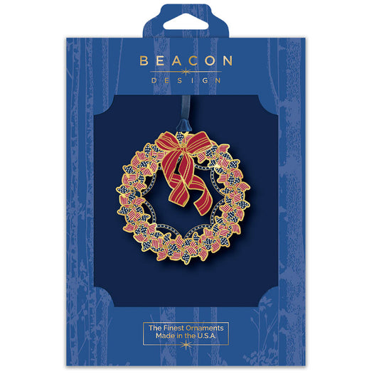 Patriotic Wreath Brass Ornament