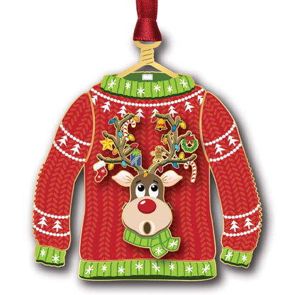 Ugly Christmas Sweater Brass Ornament - NY Gift Boutique
