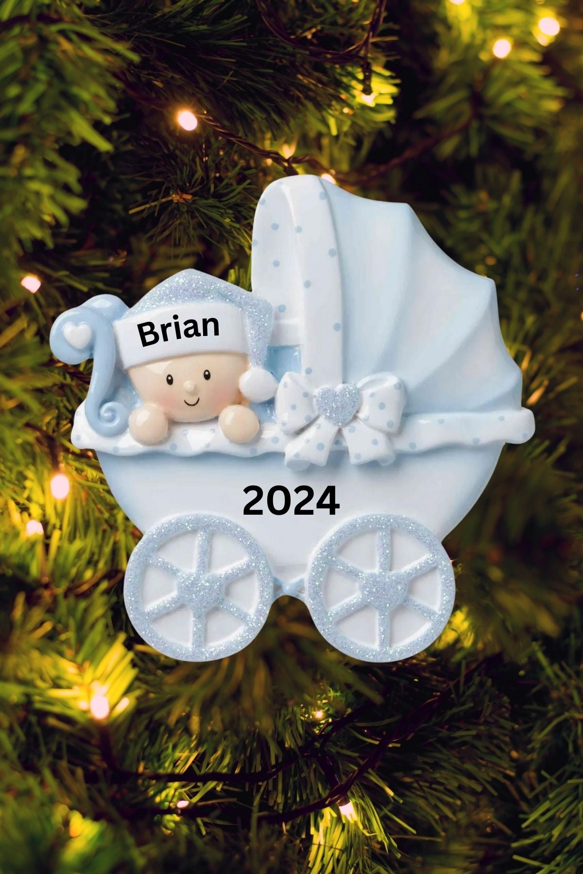 Baby in Carriage Personalized Ornament