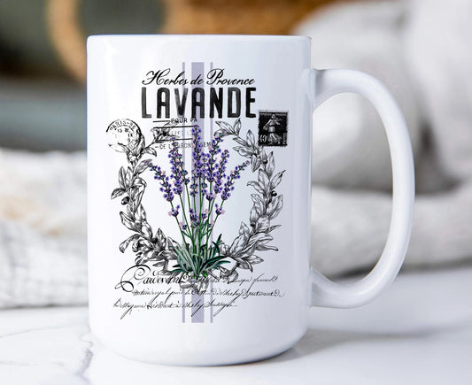 Vintage French Lavender 15oz Coffee Mug