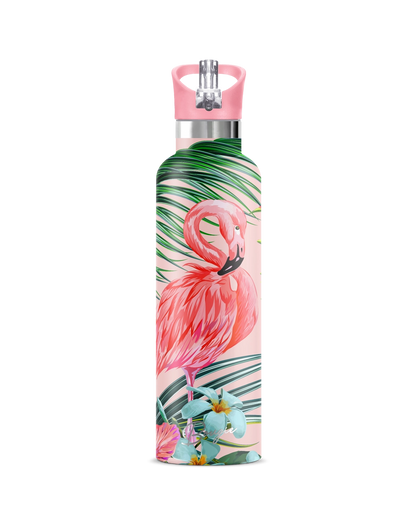 Flamingo Pink Tropical 25 oz Insulated Water Bottle