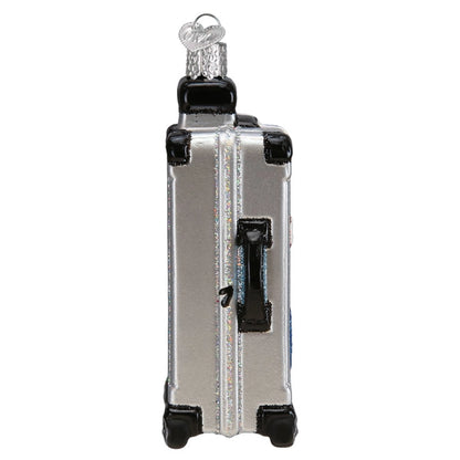 Rolling Suitcase Glass Christmas Ornament