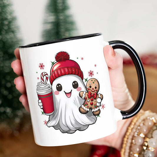 Cute Ghost Christmas Adorable Gingerbread 12 oz Mug