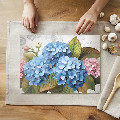 Blue & Pink Hydrangeas Tempered Glass Kitchen Cutting & Serving Board