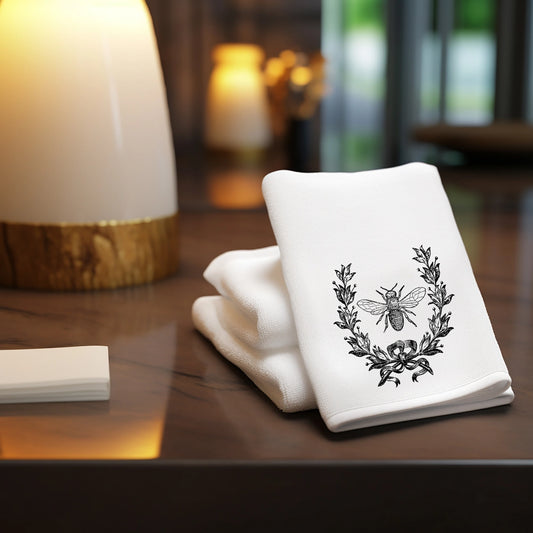 French Inspired Black Bee Fingertip Towel