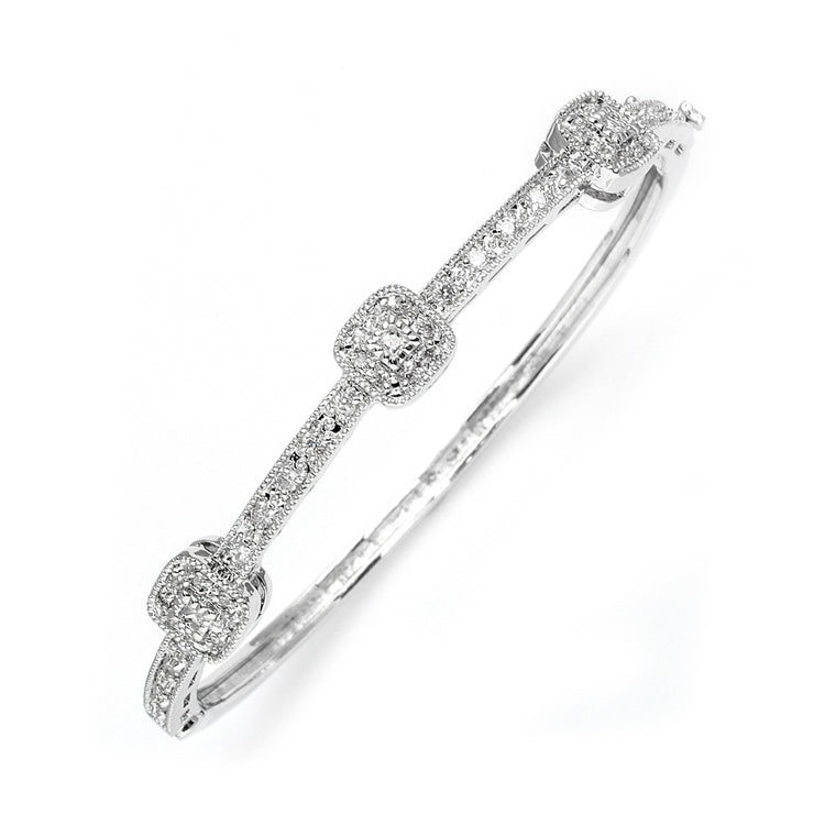 Silver Vintage Cubic Zirconia Bangle