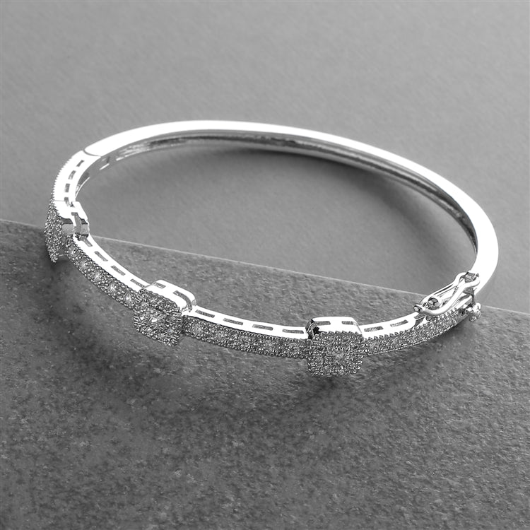 Silver Vintage Cubic Zirconia Bangle